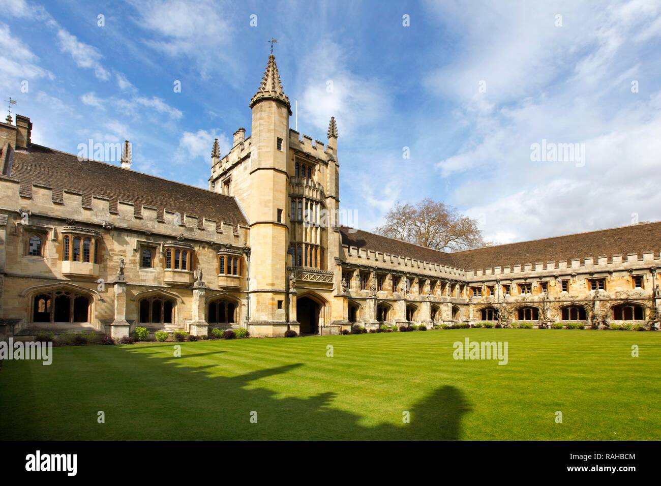 The Cloister, Magdalen College, one of 39 colleges, all of which are independent and together form the University of Oxford Stock Photo