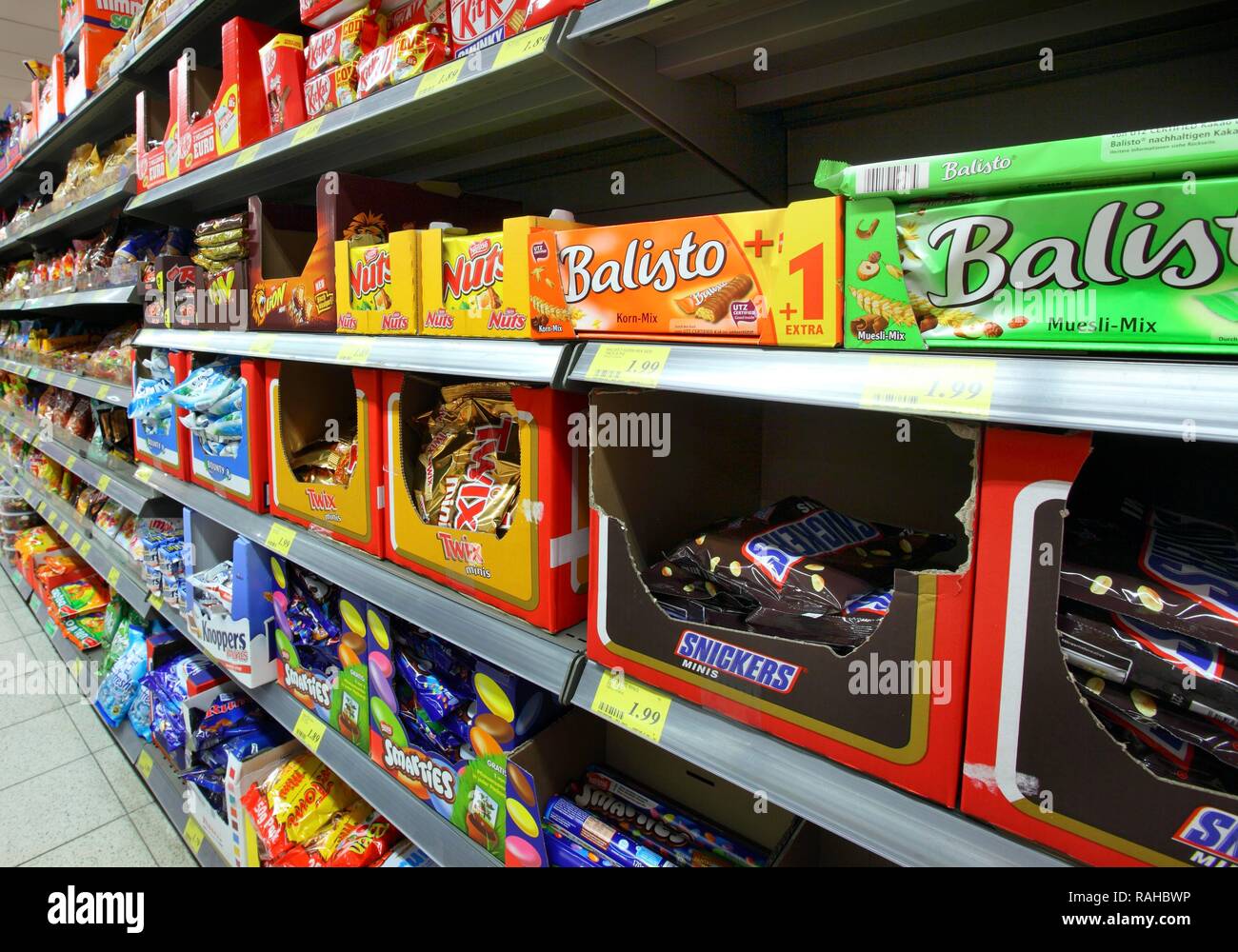 Chocolate Display Shelf Supermarket High Resolution Stock Photography