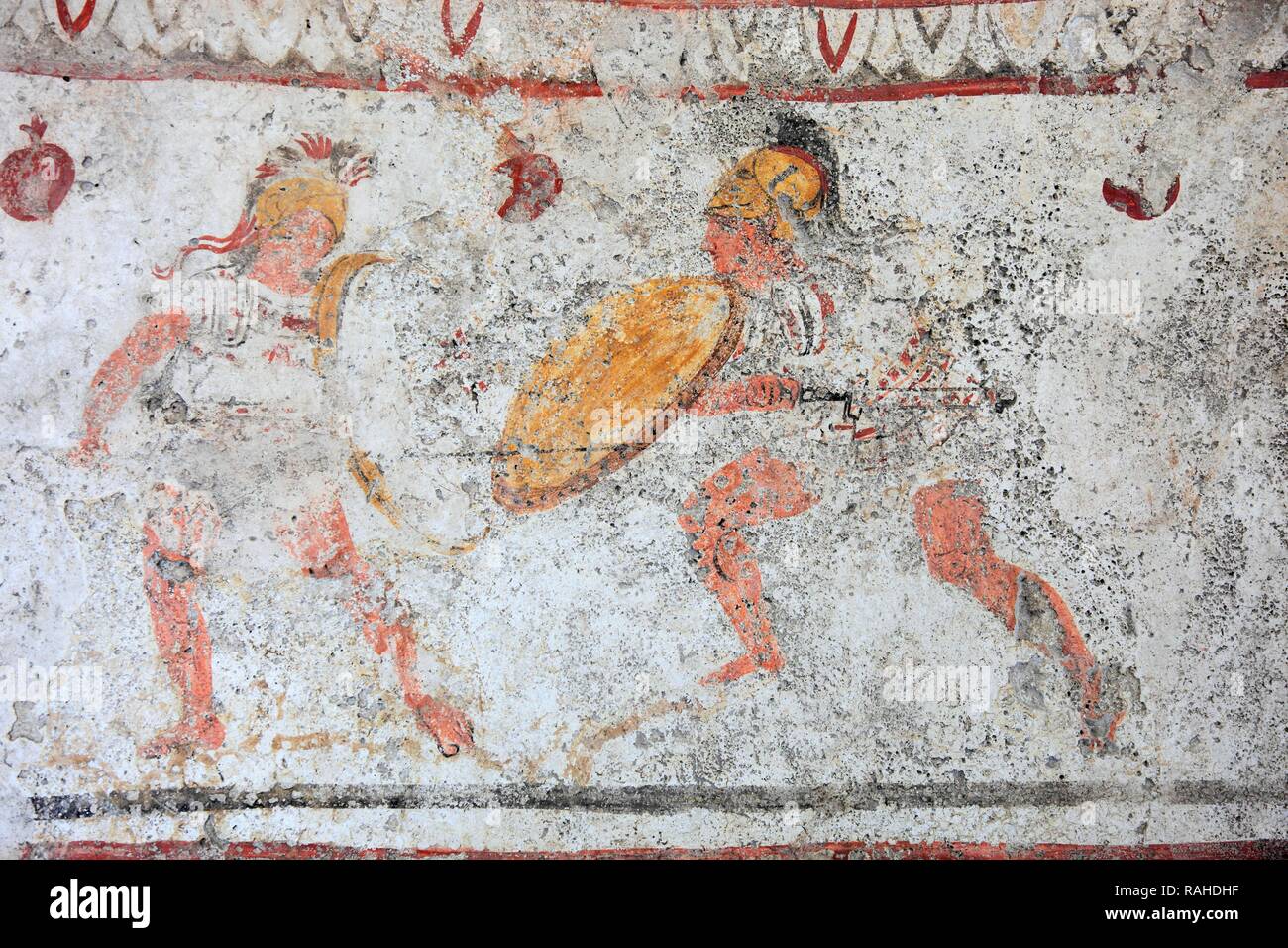 Grave painting from a chambered tomb, about 480 BC., Lucani period, Museum of Paestum, Campania, Italy, Europe Stock Photo