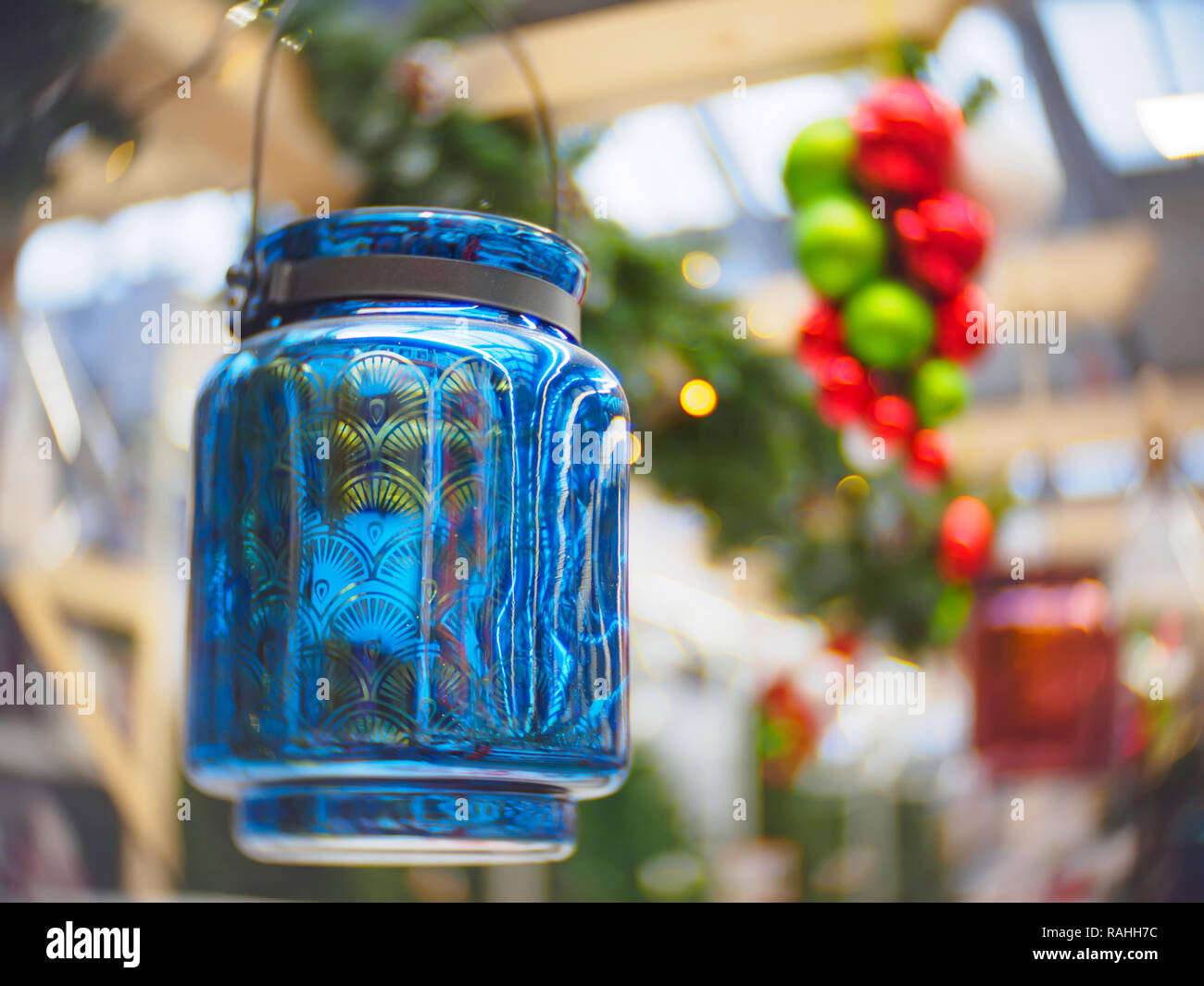 Christmas and New Year festive soft-focused background with fish-eye effect applied. Stock Photo