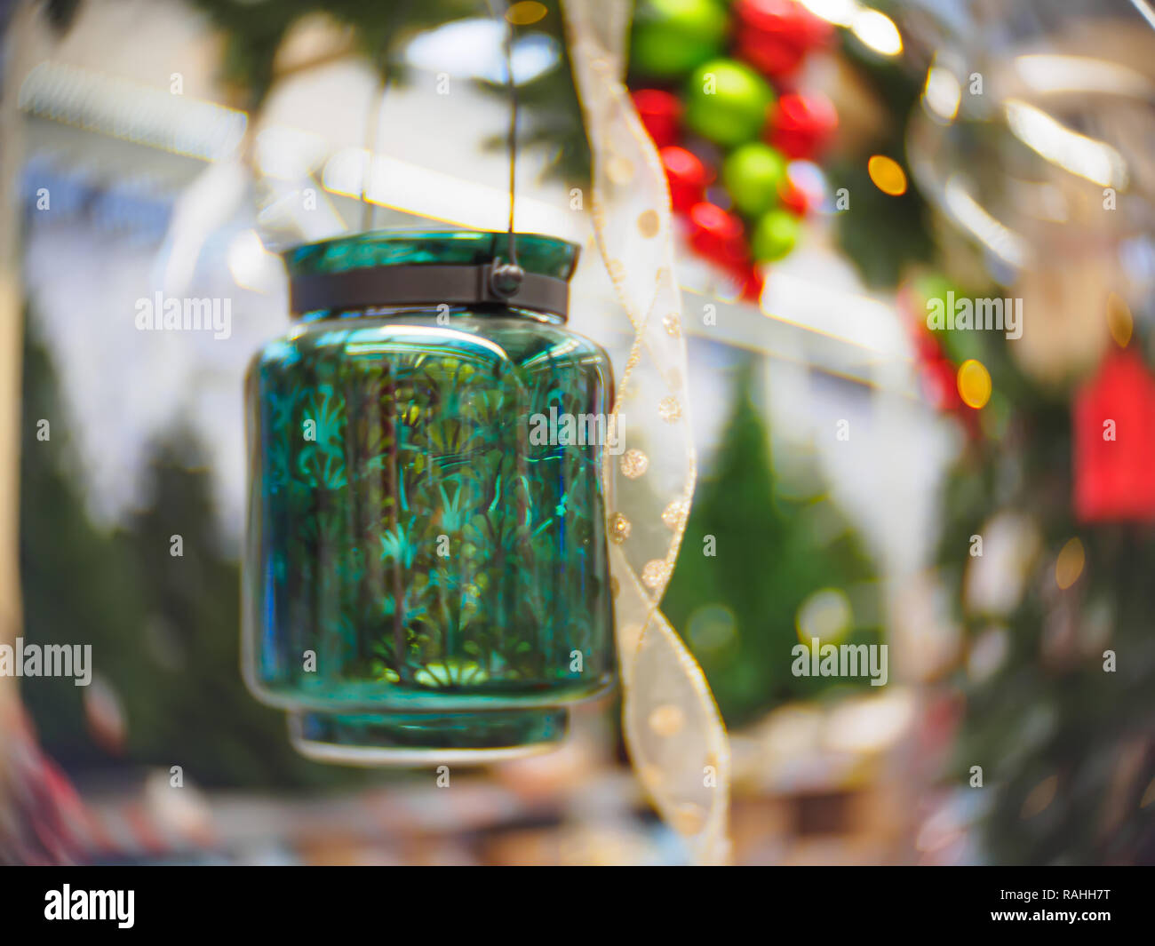 Christmas and New Year festive soft-focused background with fish-eye effect applied. Stock Photo