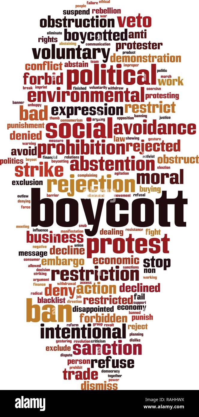 Boycott word cloud concept. Vector illustration Stock Vector Image