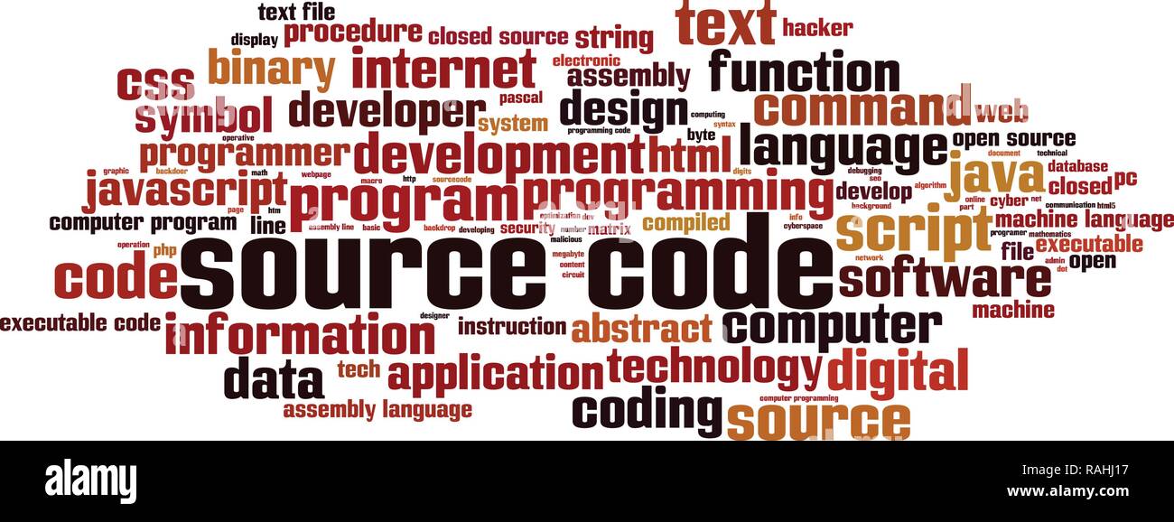 Source code word cloud concept. Vector illustration Stock Vector Image ...