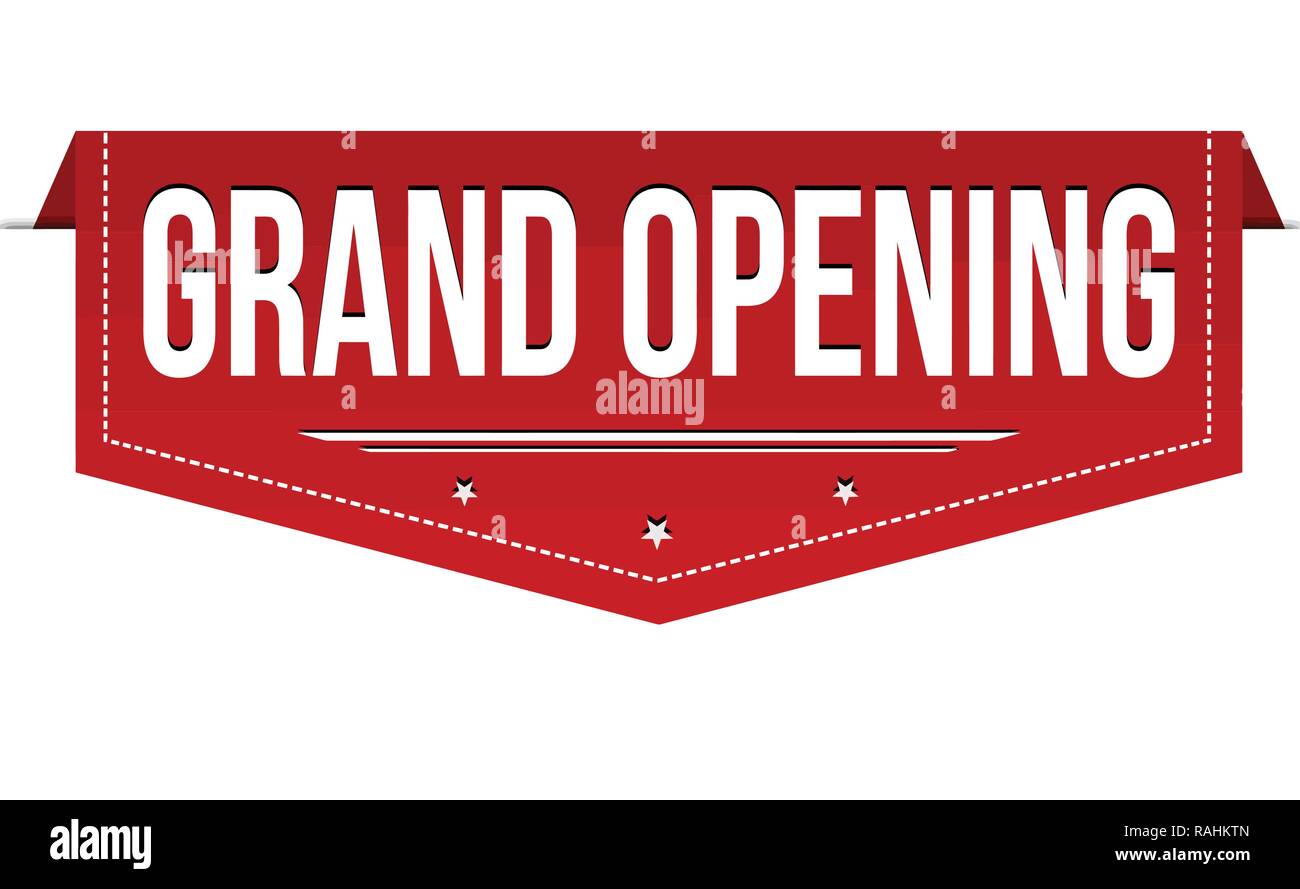 Grand opening banner design on white background, vector illustration Stock Vector