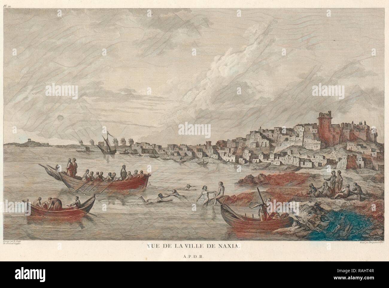 Vue de la Ville de Naxia, Voyage Pittoresque de la Grece, Barbié du Bocage, Jean Denis, 1760-1825, Choiseul-Gouffier reimagined Stock Photo