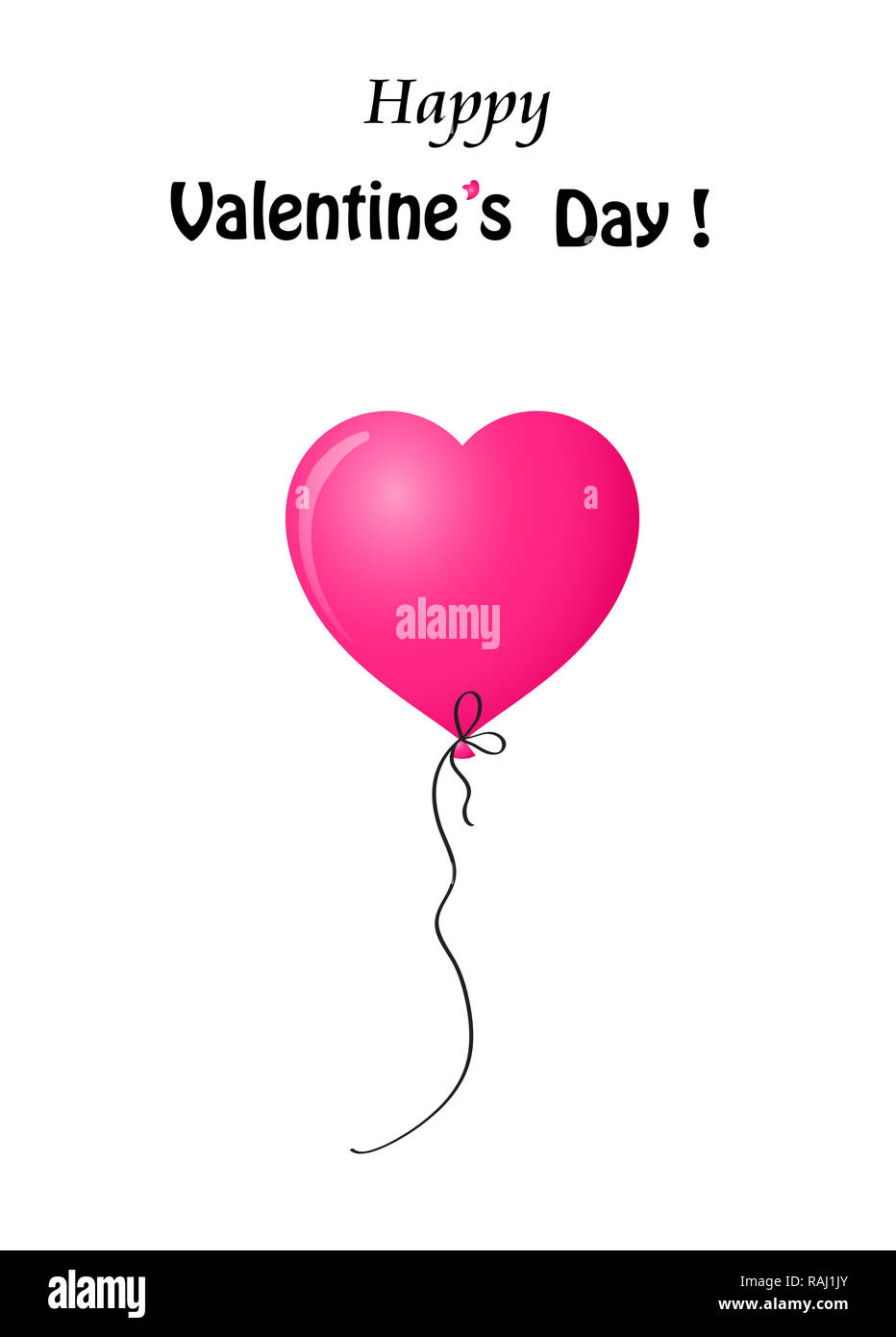 Happy Valentine's day greeting card with pink realistic heart shaped ...