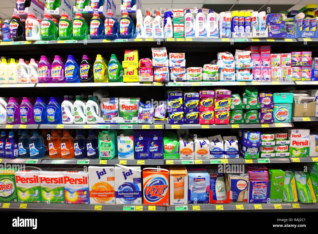 Detergents, self-service, supermarket Stock Photo