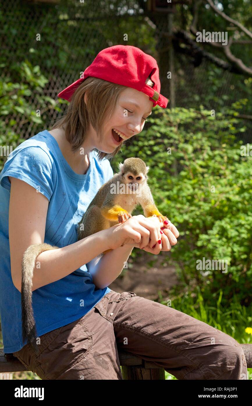 Girls and monkeys hi-res stock 
