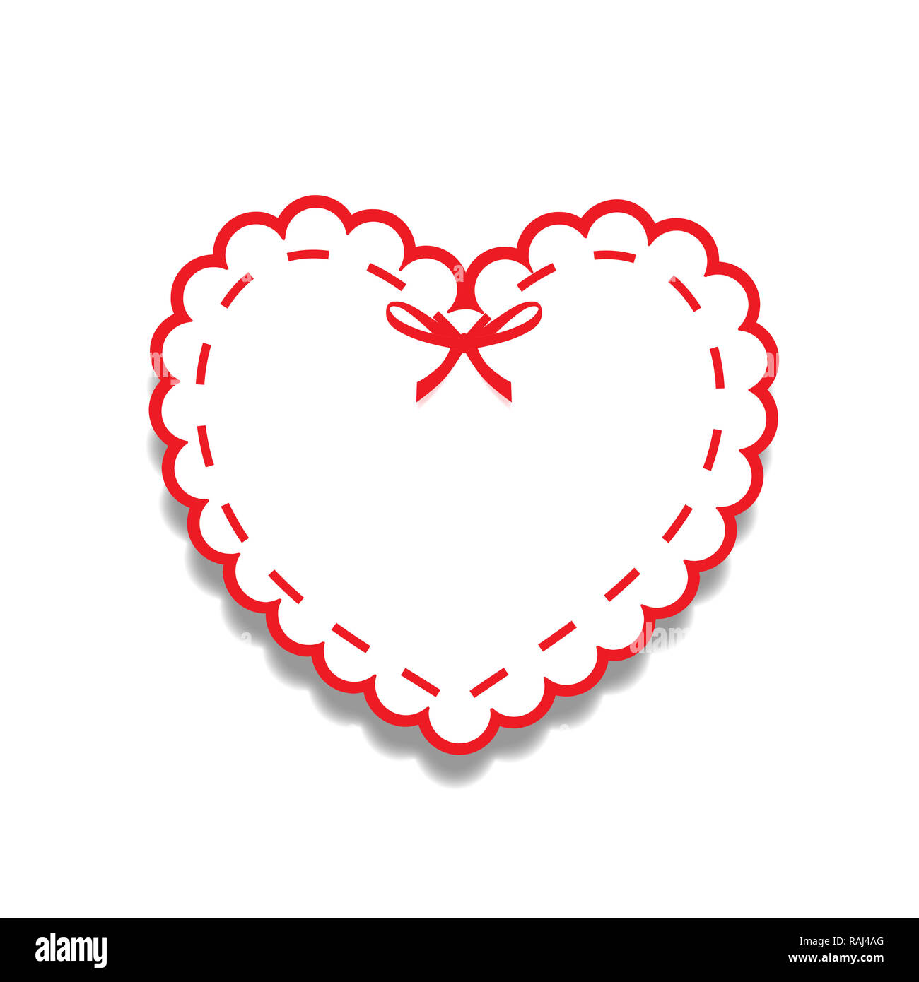 White and red paper cut lacy girly heart, sticker with ribbon and copy  space. Heart stamp for baby, valentines or wedding scrapbooking design  isolated Stock Photo - Alamy