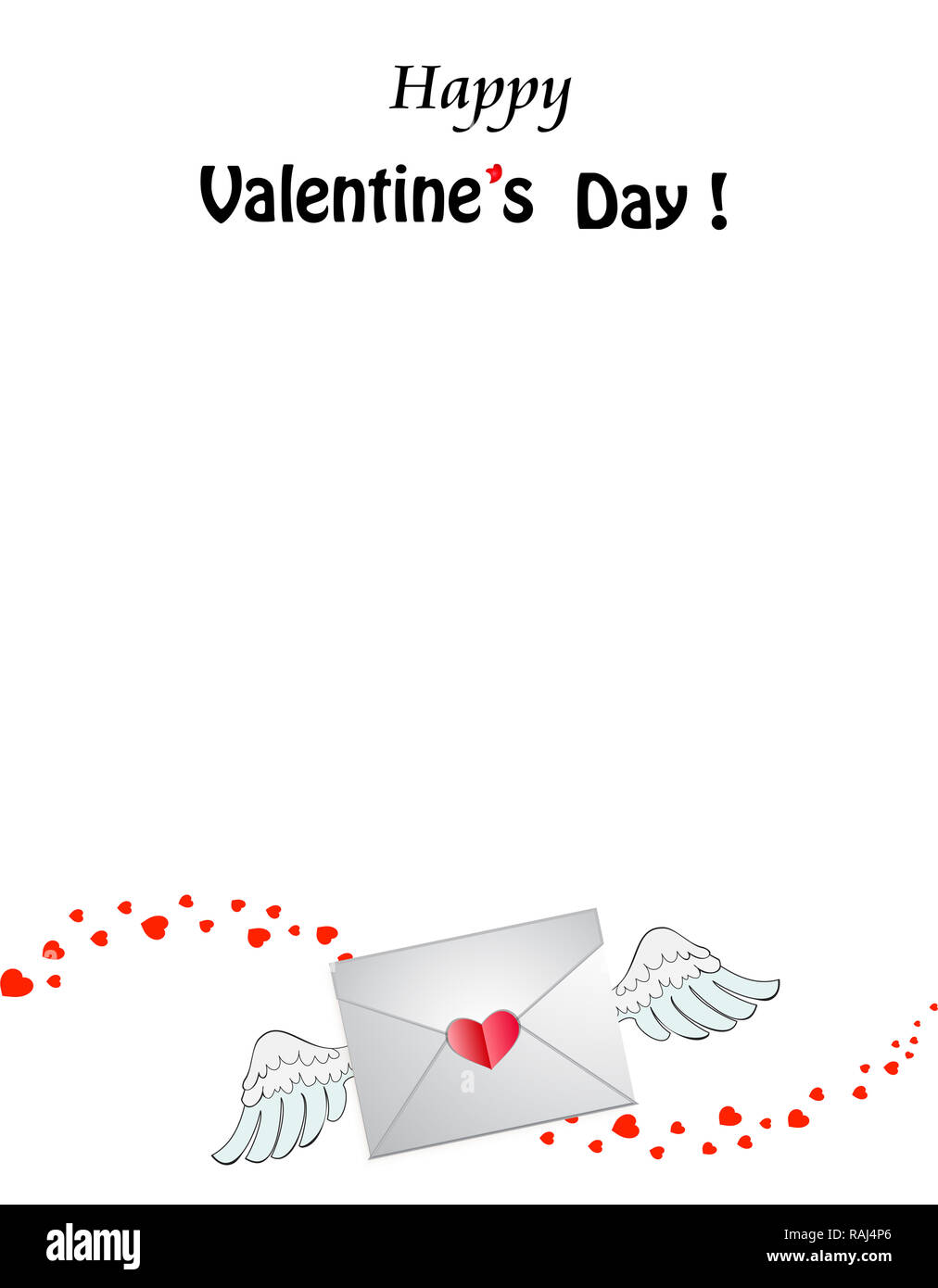Happy Valentine's Day template. Closed heart stamped envelope with ...