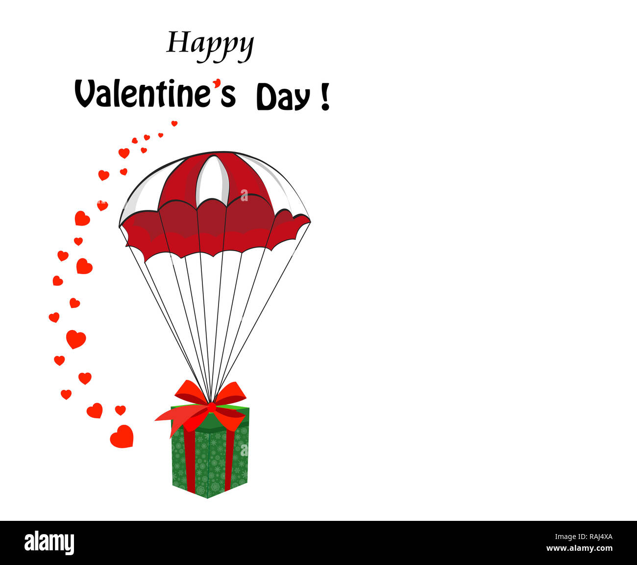 Happy Valentine's day cartoon template with gift wrapped with red ...