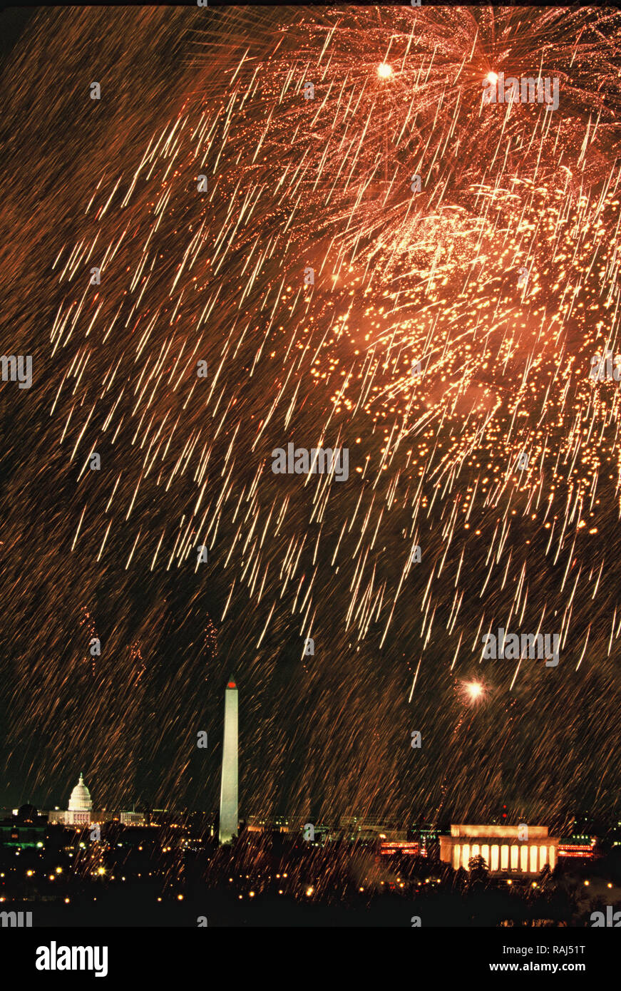 The Fireworks over the Memorial Bridge on a celebration the night