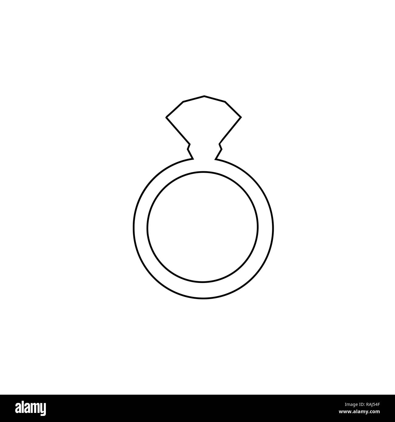 black outline silhouette of engagement ring with diamond isolated on white  background. Wedding or marriage present icon, sign, symbol, clip art flat w  Stock Photo - Alamy