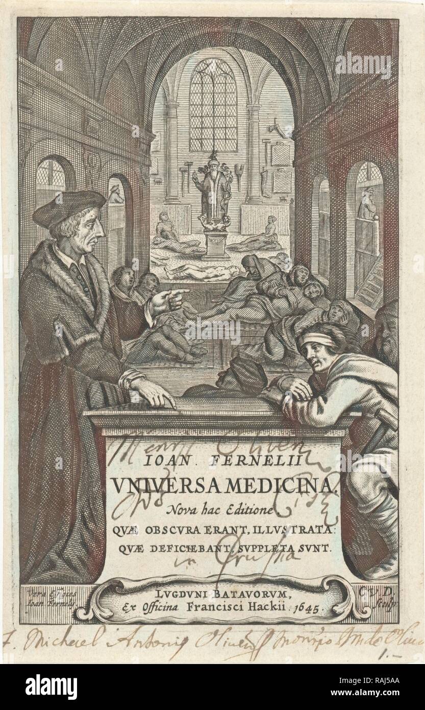 Healer John Fernelius speaks to patient in hospital ward where patients lie on the floor, Cornelis van Dalen (I reimagined Stock Photo