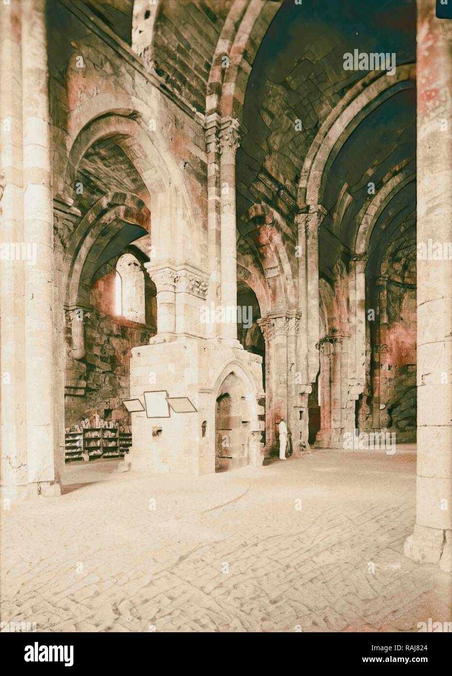 Tartous. The Crusader cathedral. Interior, looking N.E. 1936, Syria, Tartūs. Reimagined by Gibon. Classic art with a reimagined Stock Photo