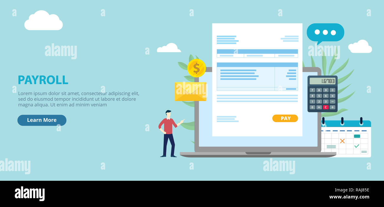 Payroll Employee Worker With Invoice Paper On The Front Of Laptop