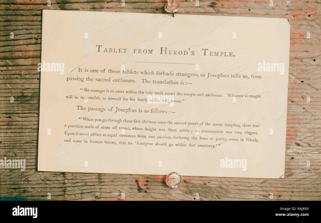 Tablet translation from Herod's Temple. 1934, Middle East. Reimagined