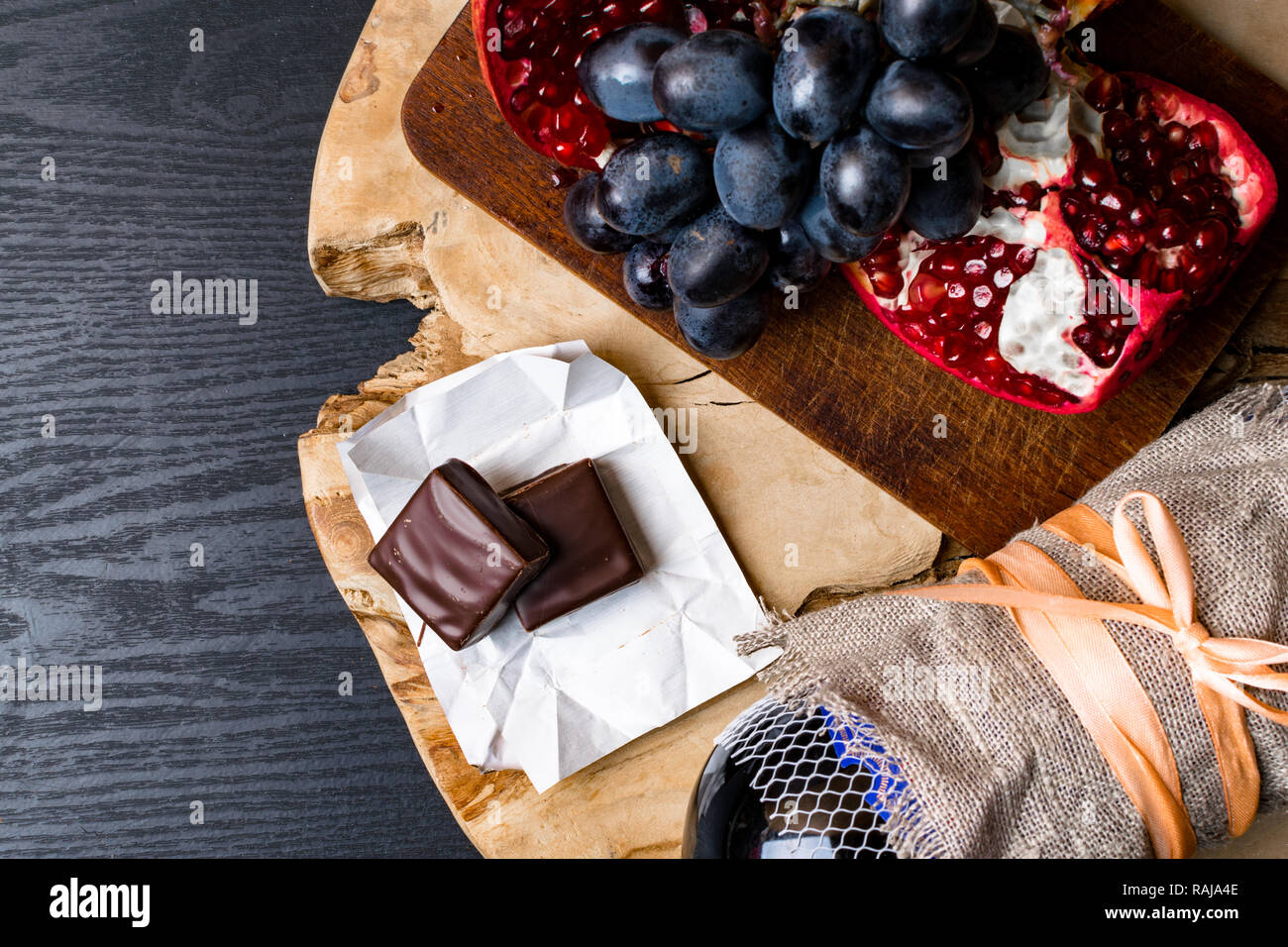 Foods containing iron and resveratrol, Healthy eating concept Stock