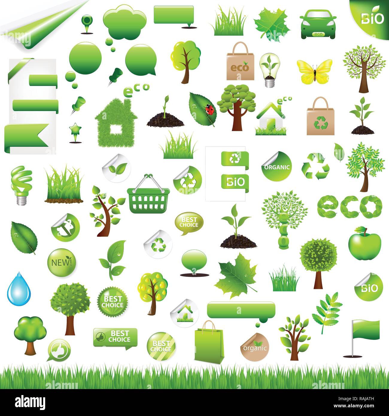 Collection Eco Design Elements, Isolated On White Background, Vector Illustration Stock Vector