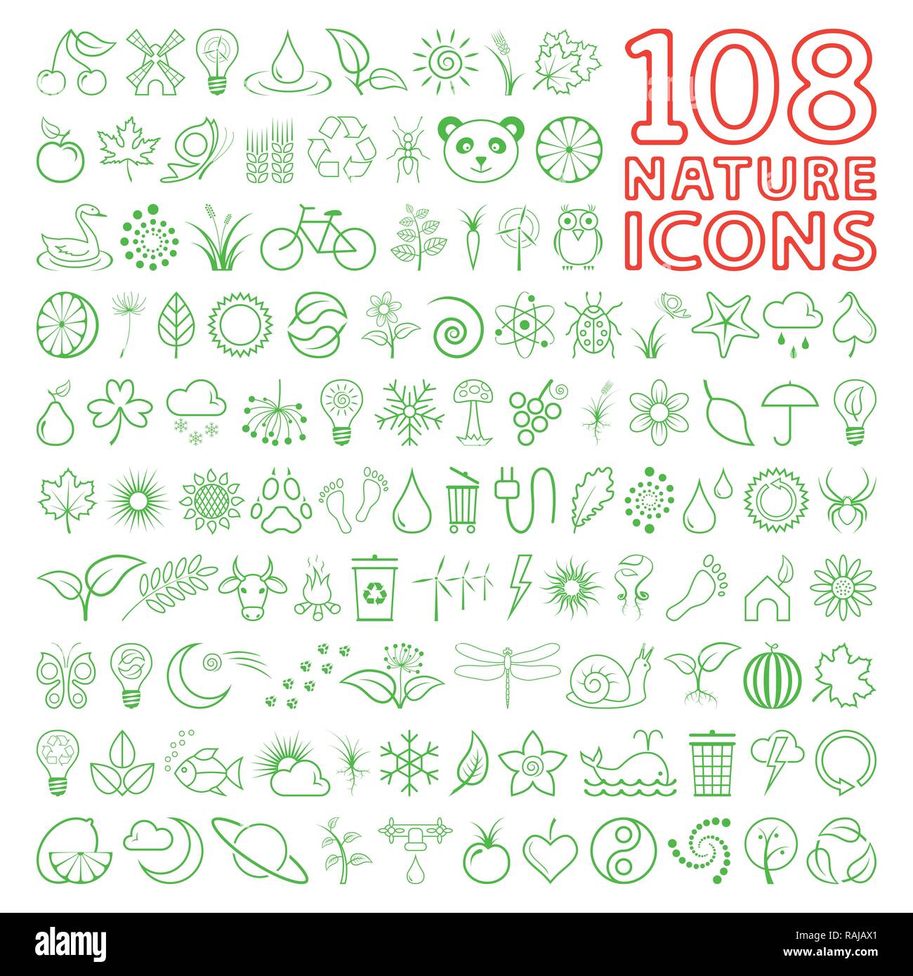 Collection Eco Design Elements, Isolated On White Background, Vector Illustration Stock Vector