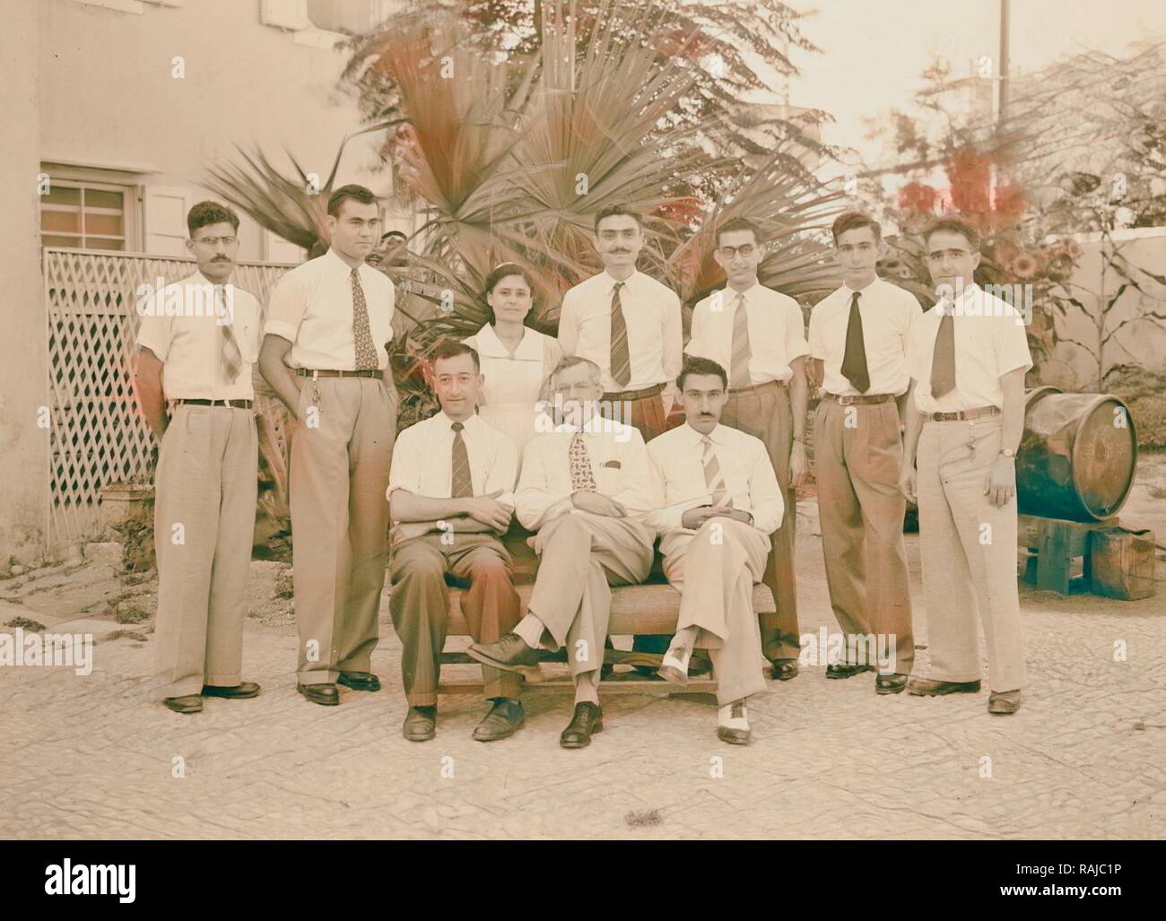 Dr. Bayes and group of doctors, Tripoli, American Mission Hospital. 1945, Lebanon, Tripoli