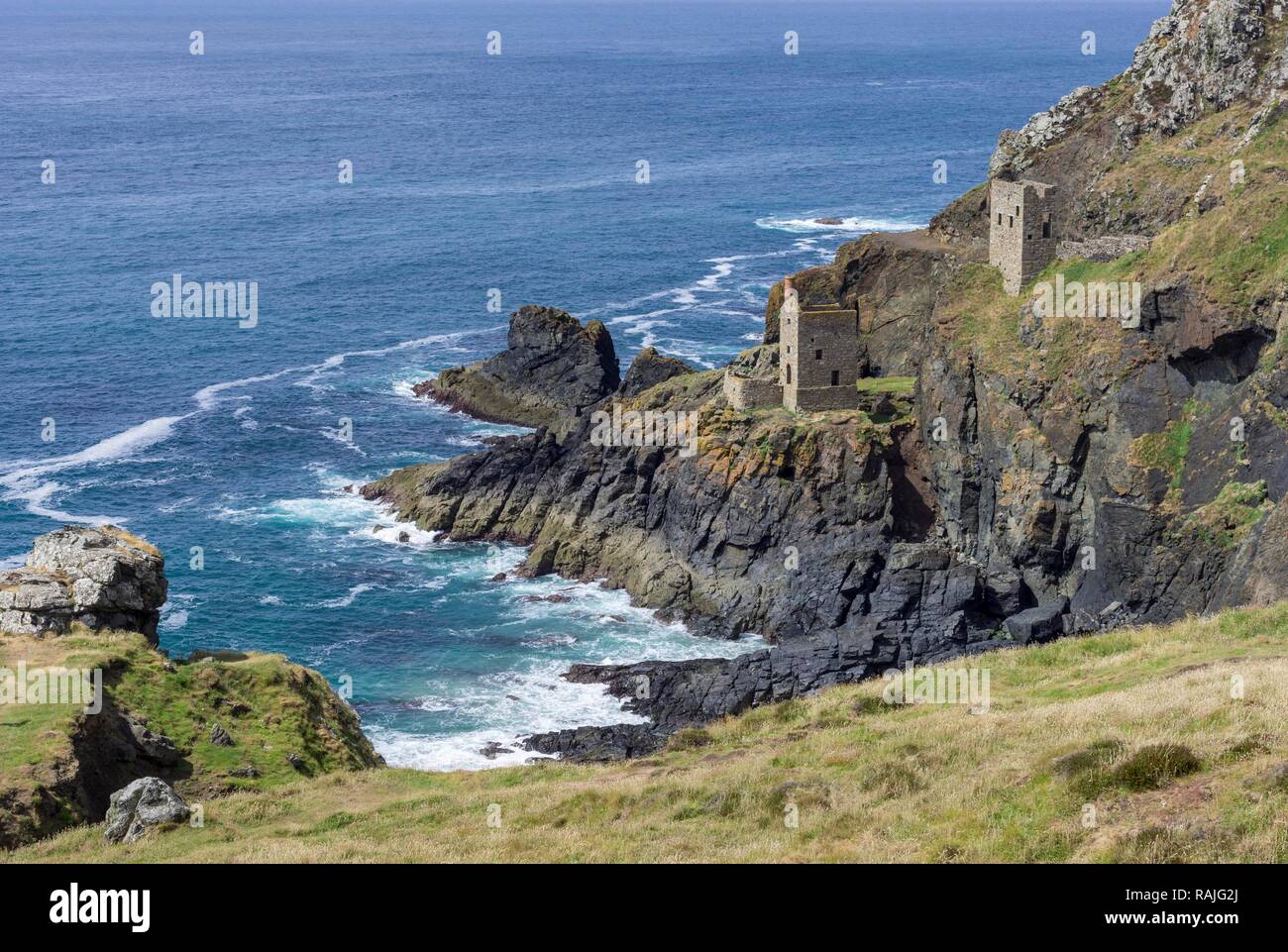 Crowns Engine Houses of the Botallack Mine, St Just in Penwith, Botallack, England, United Kingdom Stock Photo