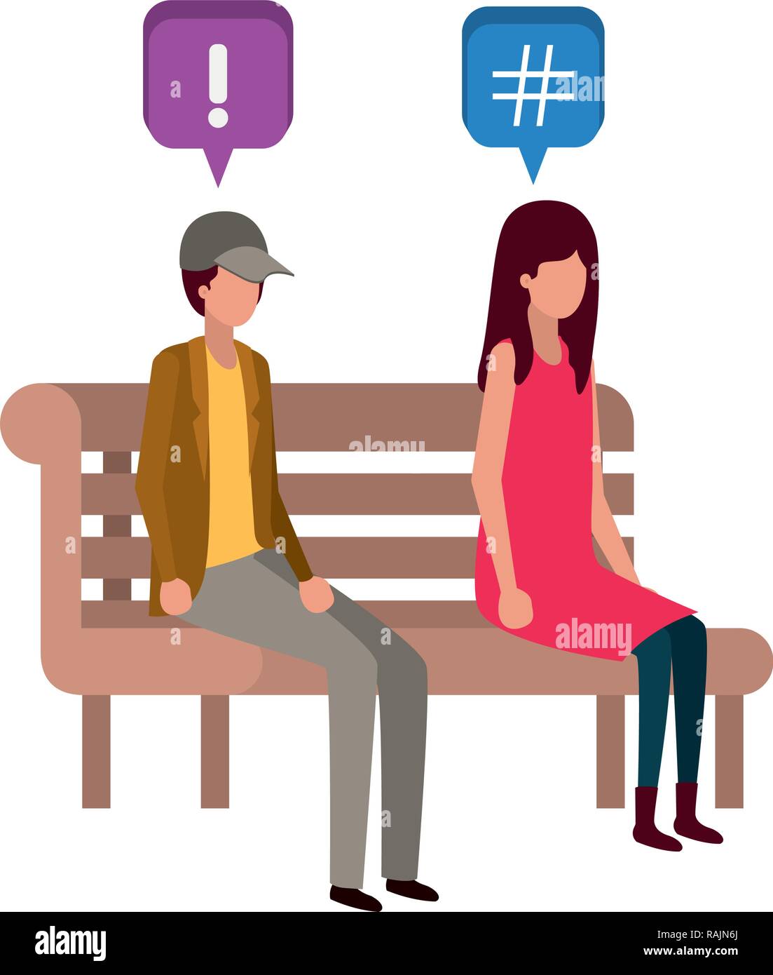 couple sitting in park chair avatar character Stock Vector Image & Art ...