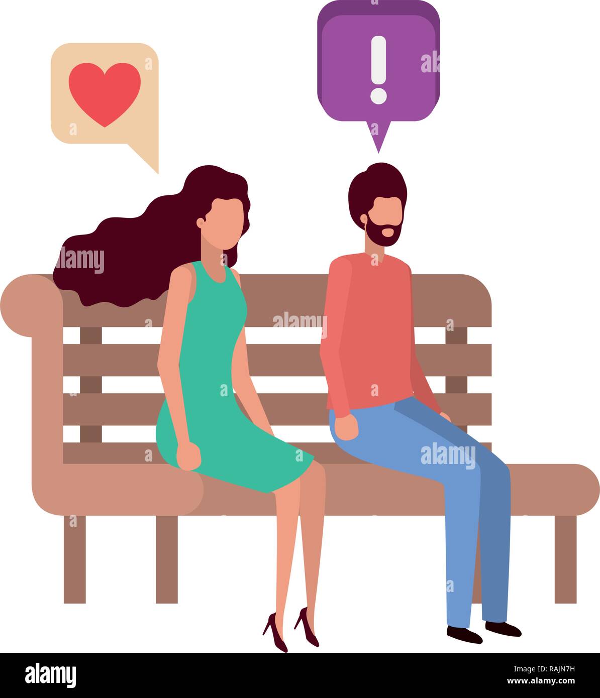 couple sitting in park chair avatar character Stock Vector Image & Art ...
