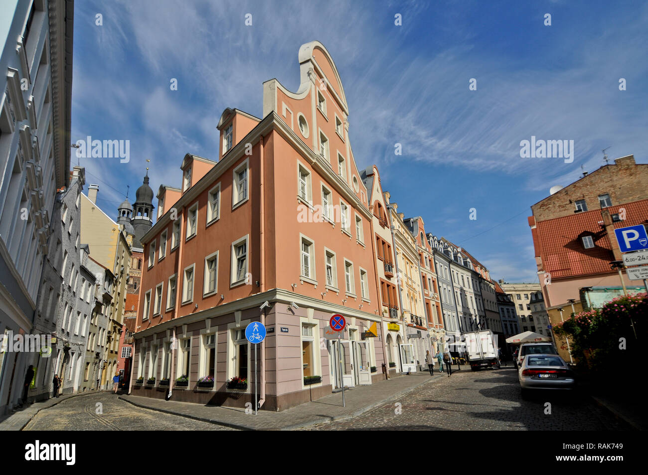 Riga Old Town street, Latvia Stock Photo