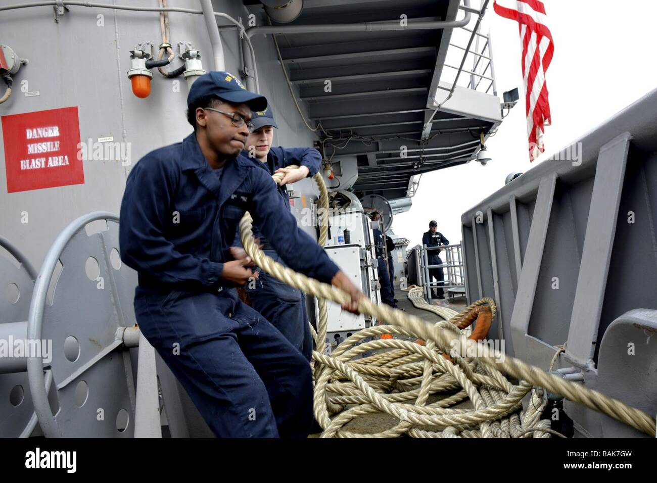 ATLANTIC OCEAN (Feb. 12, 2017) Seaman Isiah Foley and Seaman Joseph ...