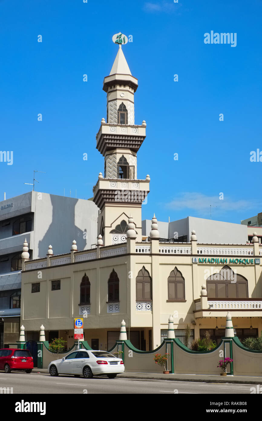 Khadijah Mosque in Geylang, Singapore, an area traditionally Malay/Muslim, now also home to many working class foreigners (Asians) & a red-light area Stock Photo