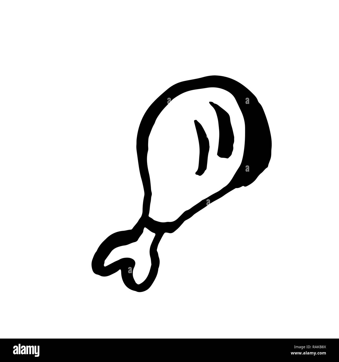 Chicken leg grunge icon. Vector bone with meat. Stock Vector