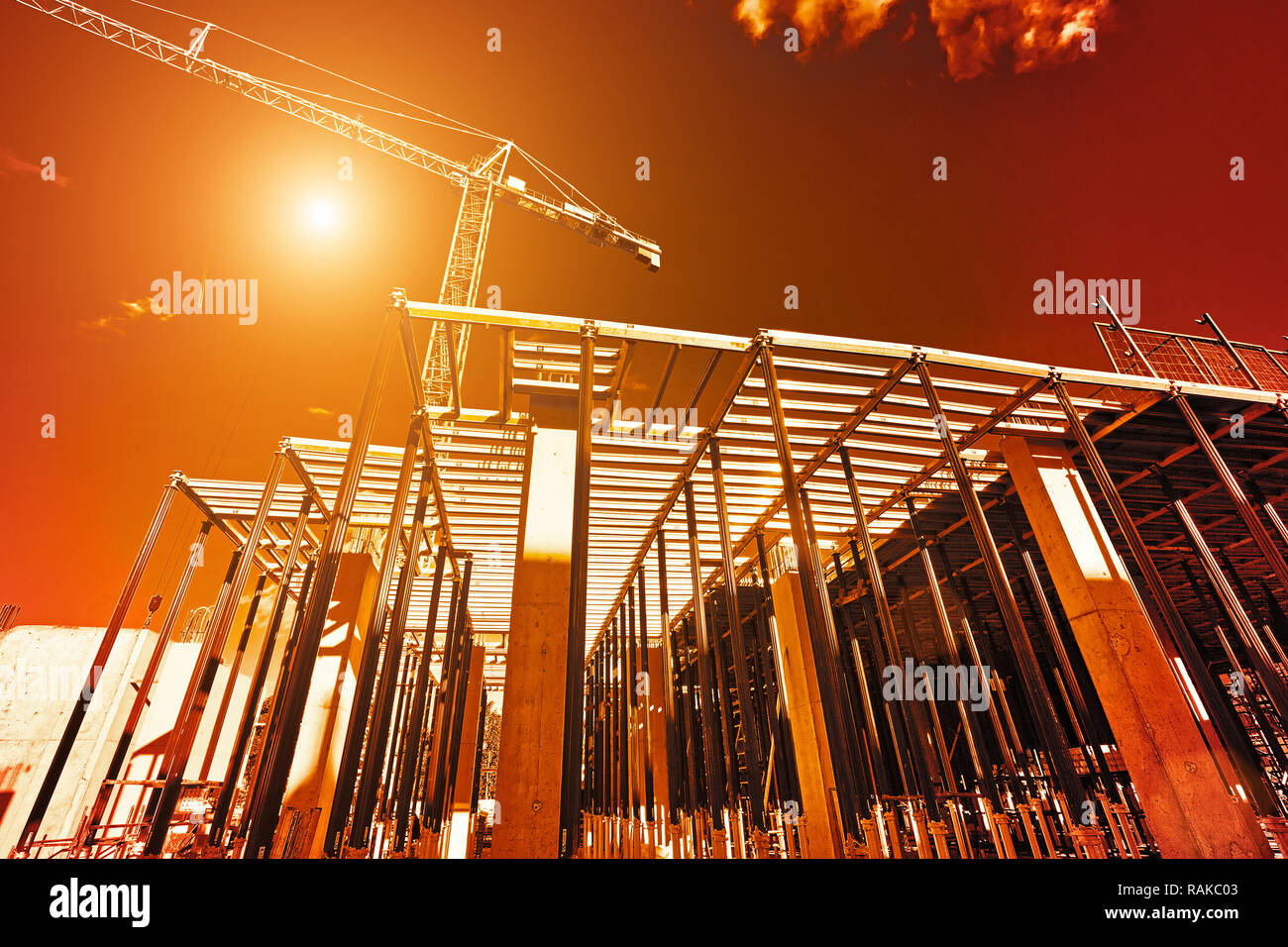 Picture of Construction of a luxury condominium in the heart of а city downtown at ...