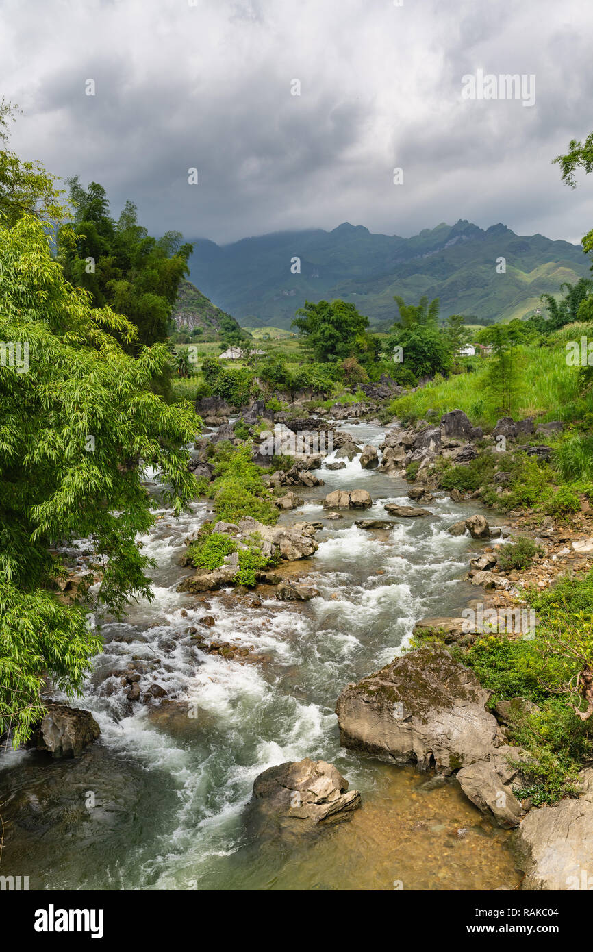 River rapids in the mountains off of Ha Giang Loop, Ha Giang Province, Dong Van, Vietnam, Asia Stock Photo