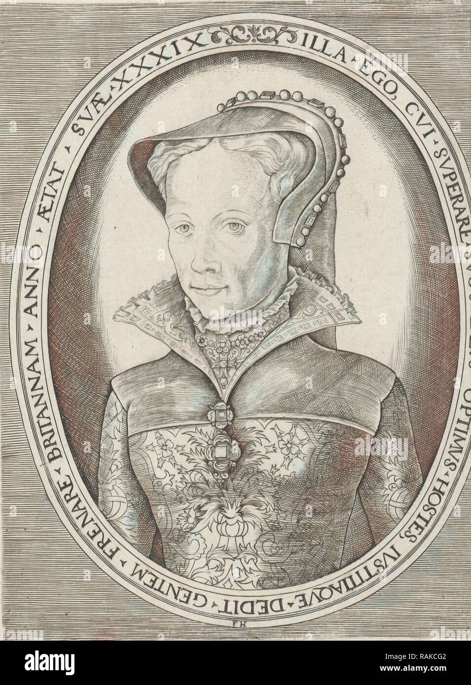 Bust Inscription Bust of Mary I, Queen of England, to the left in an oval frame with ...