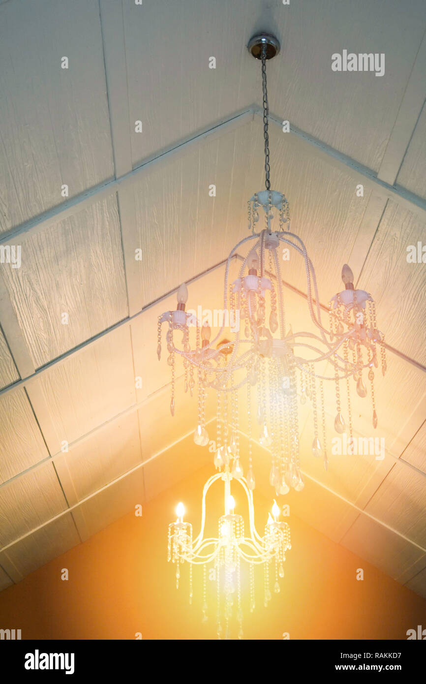 Chandelier Ceiling Lamp Light Bulb Hang On Ceiling With Orange