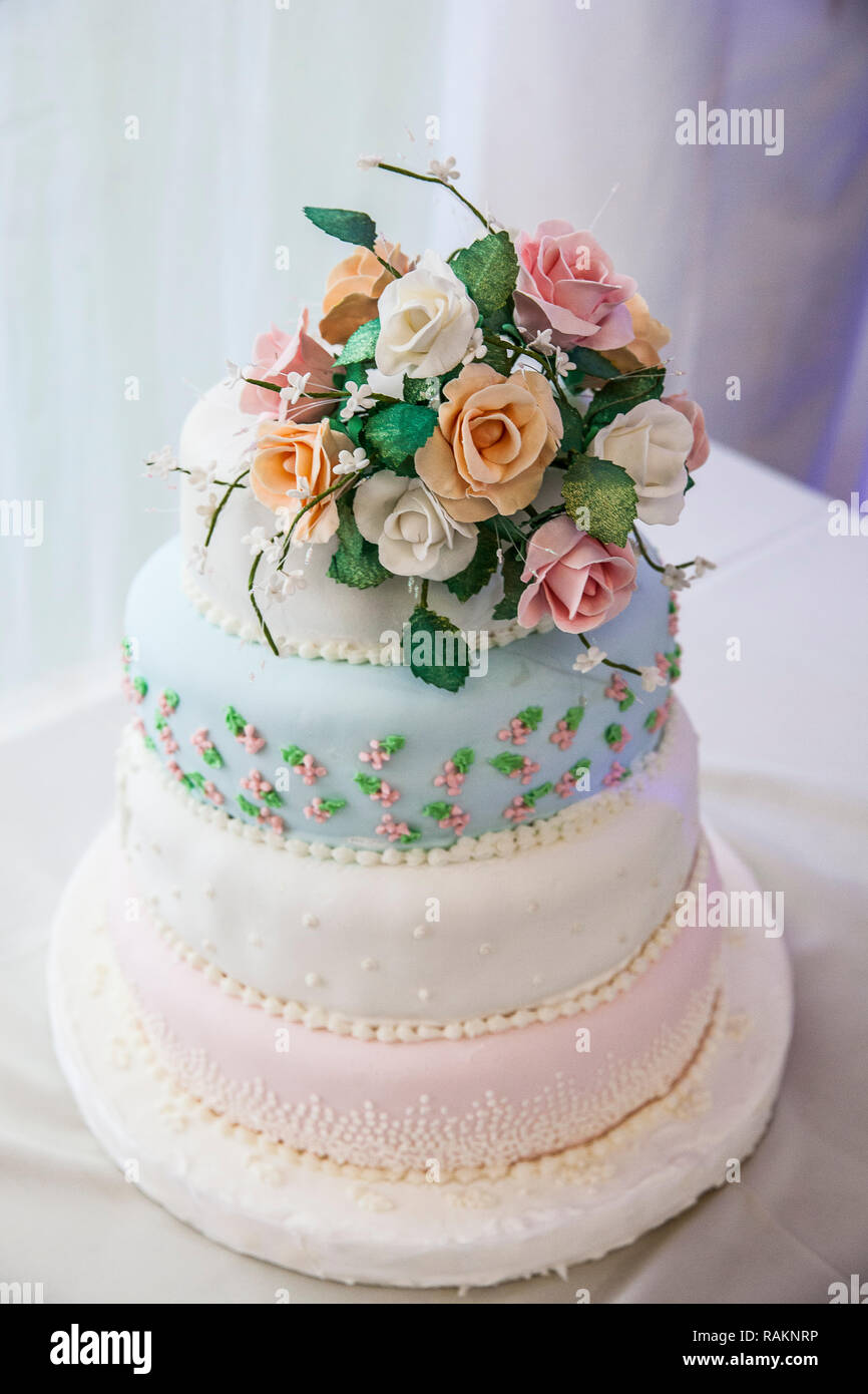wedding's cake with flowers Stock Photo