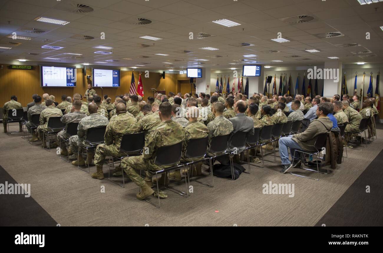 Lt. Gen. Robert S. Ferrell, Army Chief Information Officer/G6 speaks to USAREUR G6 soldiers and