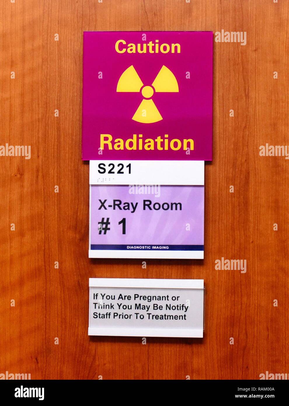 A sign warns patients of potential radiation dangers at the 341st ...