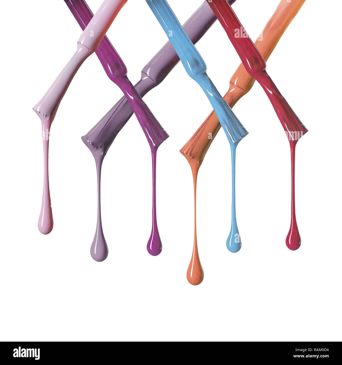 brushes with wet dripping nail polish isolated on white Stock Photo Alamy