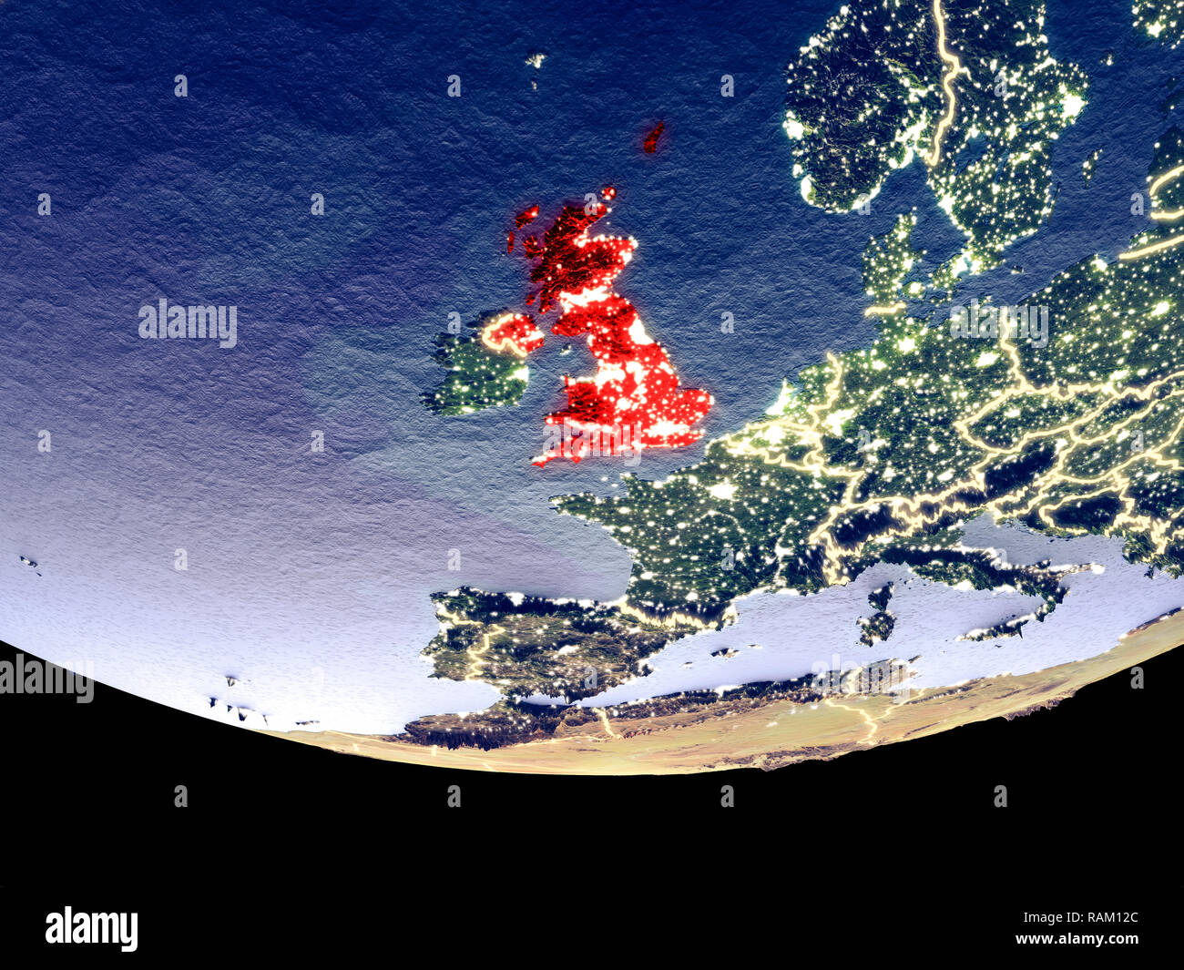 United kingdom satellite night hi-res stock photography and images - Alamy