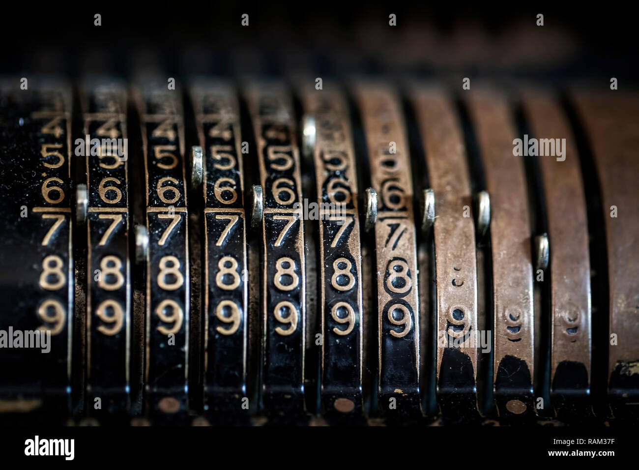 Old Vintage Antique Metal Calculator Finance Concept Object Stock Photo ...