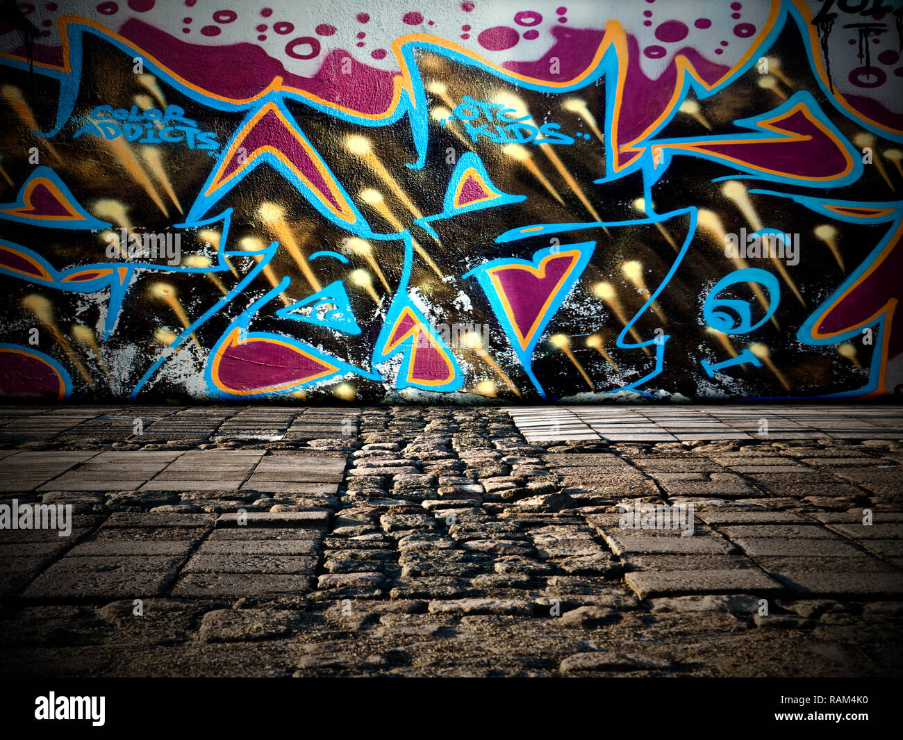 Abstract Graffiti Wall Room Interior Stage Background Stock Photo - Alamy