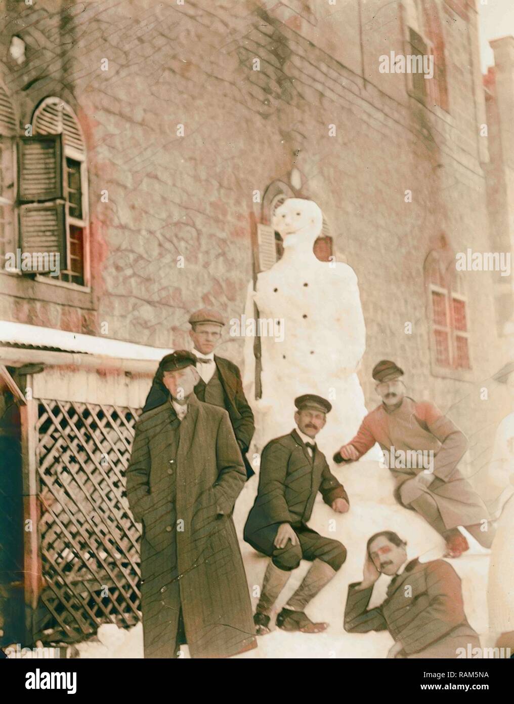 Jerusalem in snow 1921, Israel. Reimagined by Gibon. Classic art with a ...
