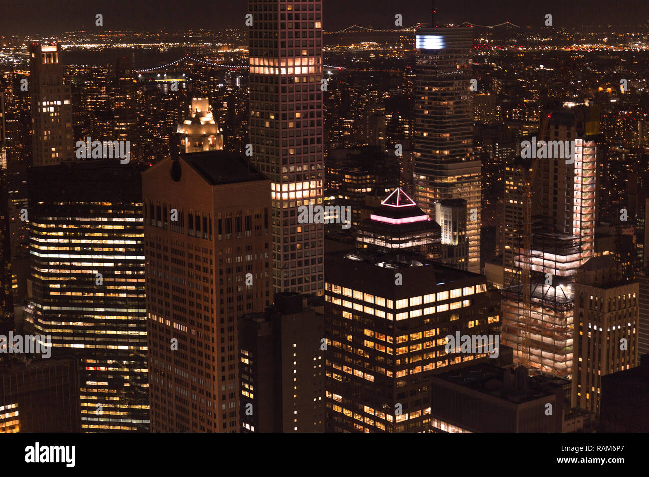 aerial view of buildings and night city lights in new york, usa Stock ...