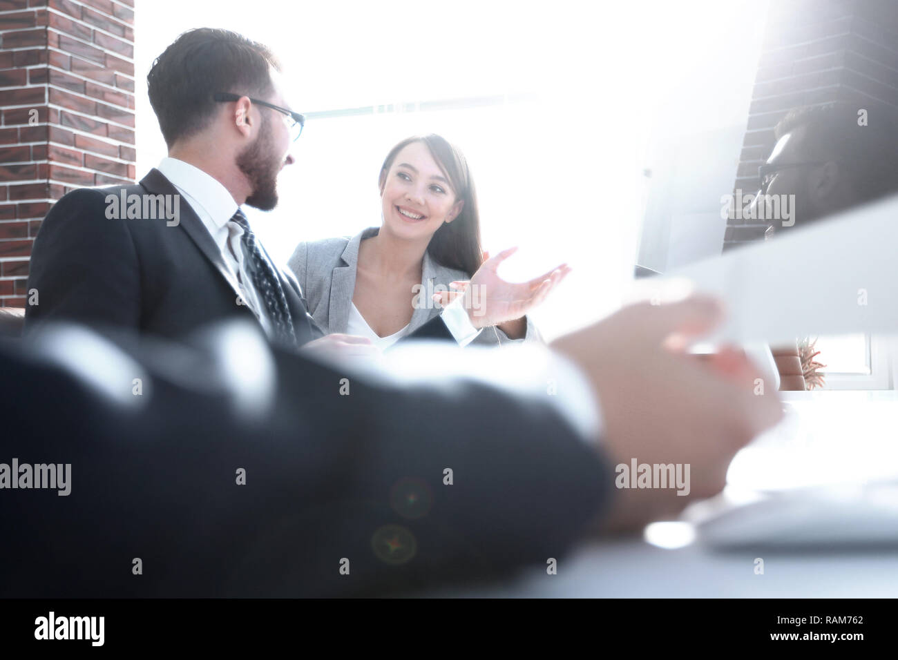 business background.business team talking Stock Photo - Alamy