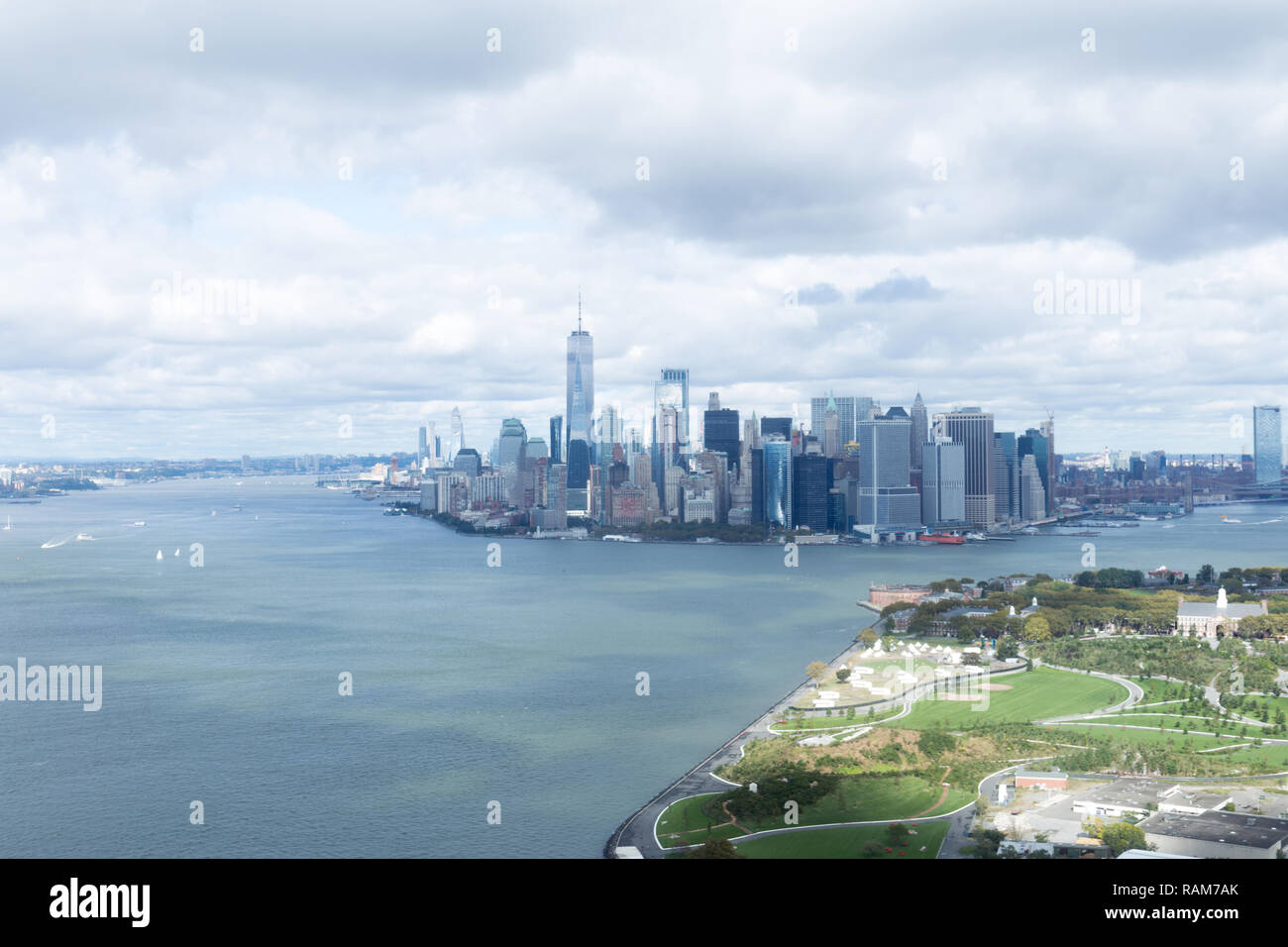 aerial view of atlantic ocean and new york city, usa Stock Photo - Alamy