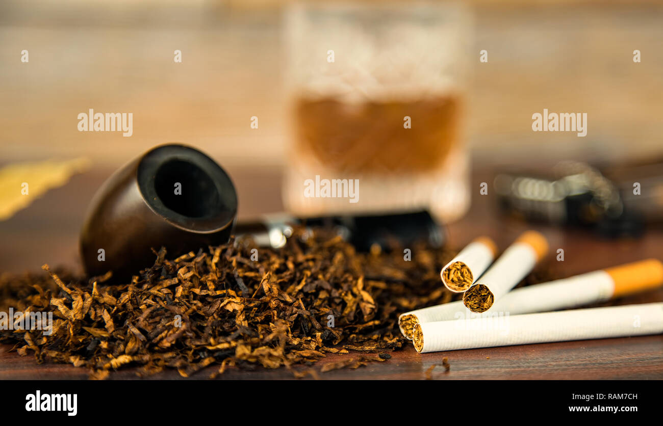 Unhealthy Addiction Nicotine Tobacco Pipe Cigar Photo Stock Photo Alamy