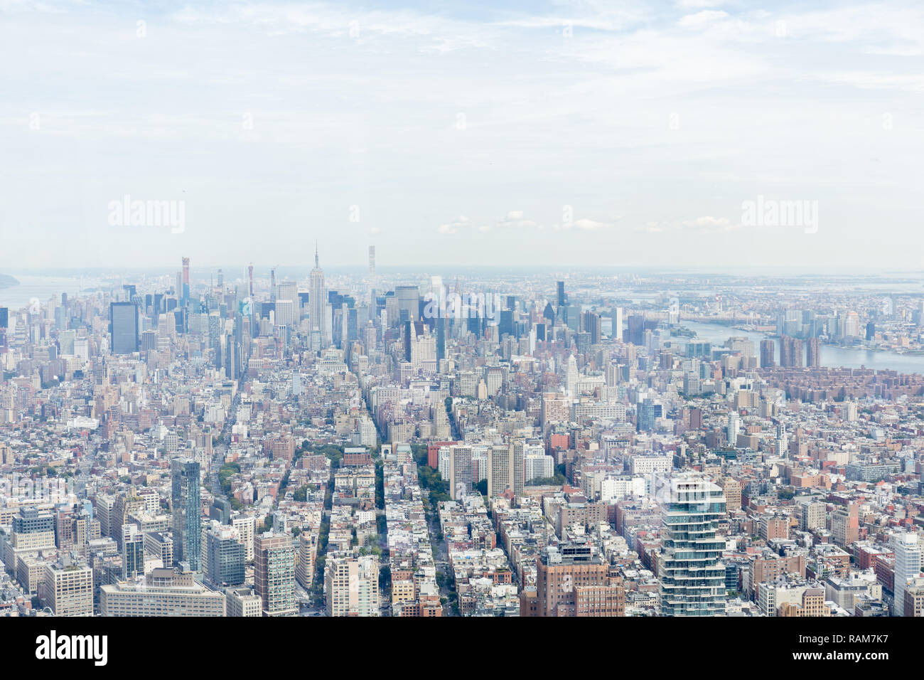 aerial view of new york city skyscrapers and cloudy sky, usa Stock ...