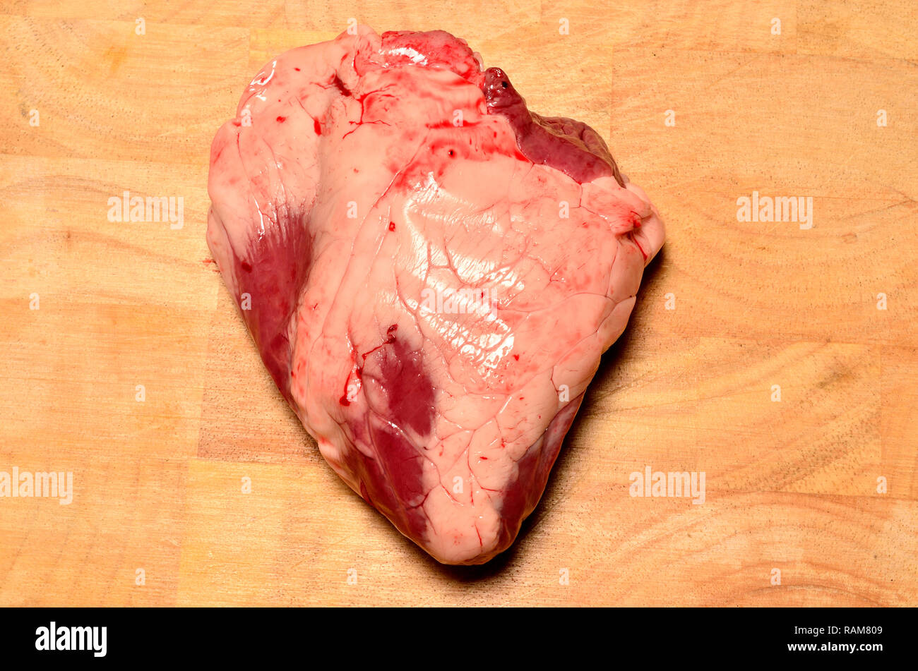 Lamb's heart bought from a supermarket. Stock Photo